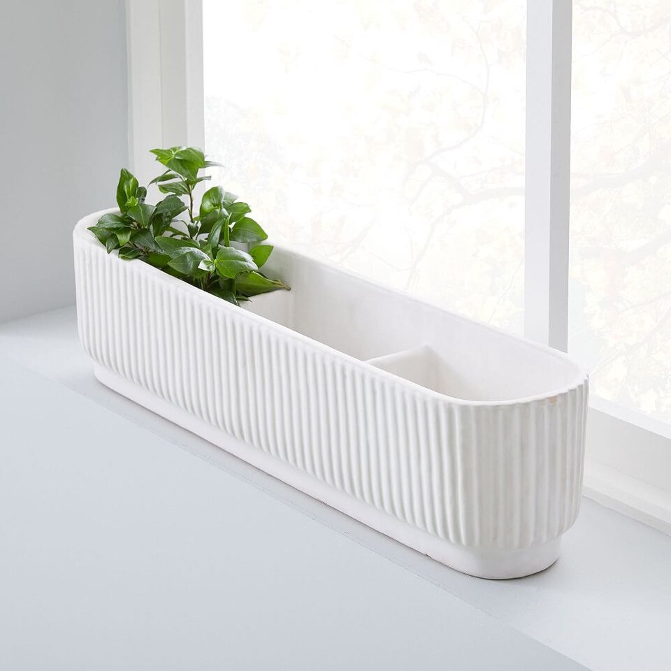 Fluted Windowsill Planter White West Elm Australia